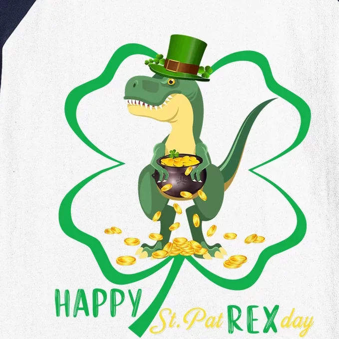 Happy St Pat Rex Day Dinosaur Irish Shamrock St Patricks Day Baseball Sleeve Shirt