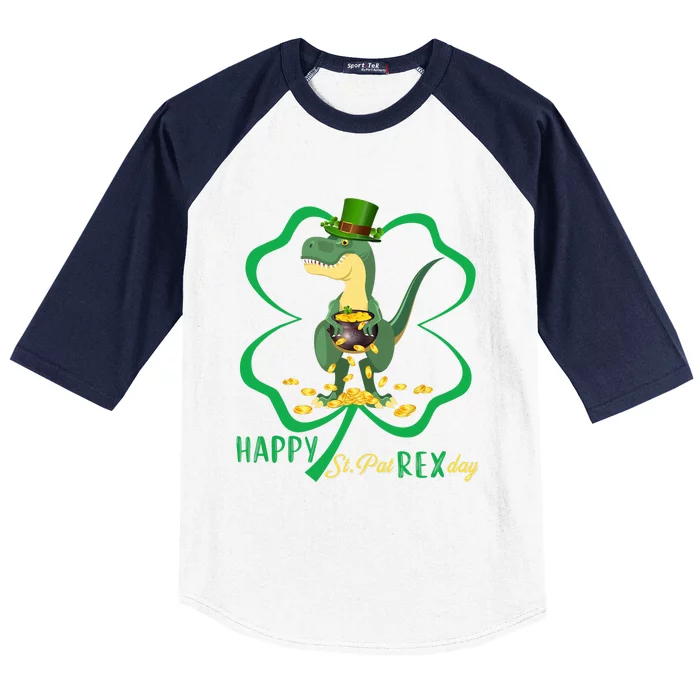 Happy St Pat Rex Day Dinosaur Irish Shamrock St Patricks Day Baseball Sleeve Shirt