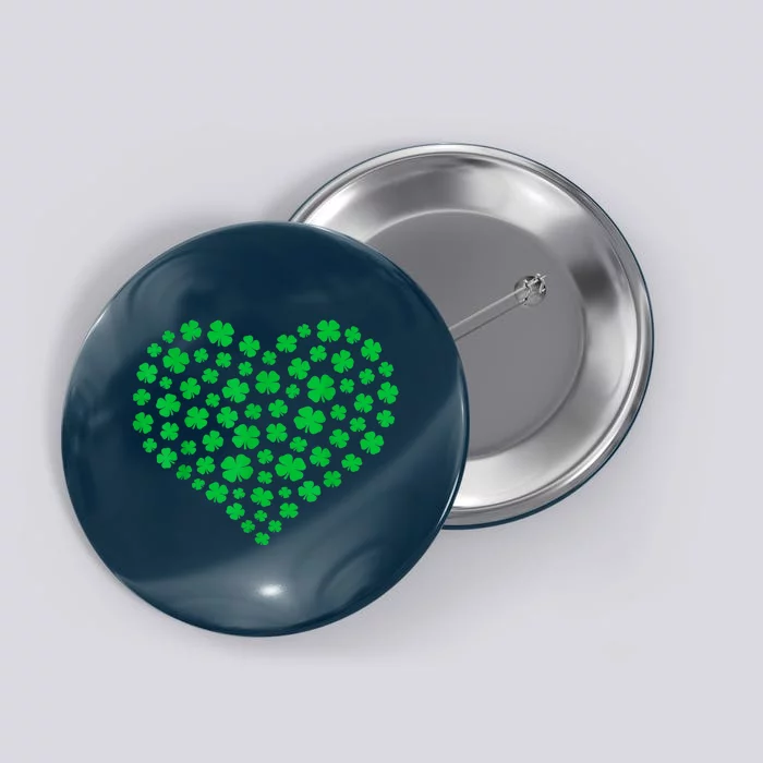 Heart St Patricks Day Shamrock Irish Button