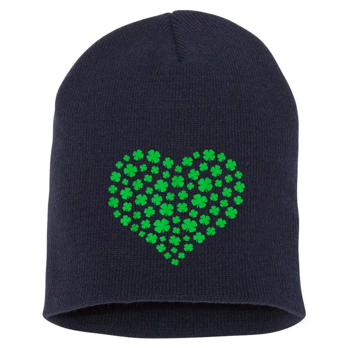 Heart St Patricks Day Shamrock Irish Short Acrylic Beanie