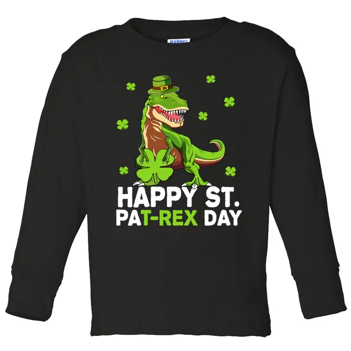 Happy St PaT-Rex Dinosaur Saint Patrick's Day For Boy Girl Toddler Long Sleeve Shirt