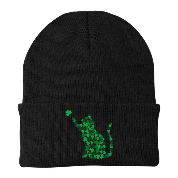 Happy Saint Patrick's Day Shamrock Cat Knit Cap Winter Beanie