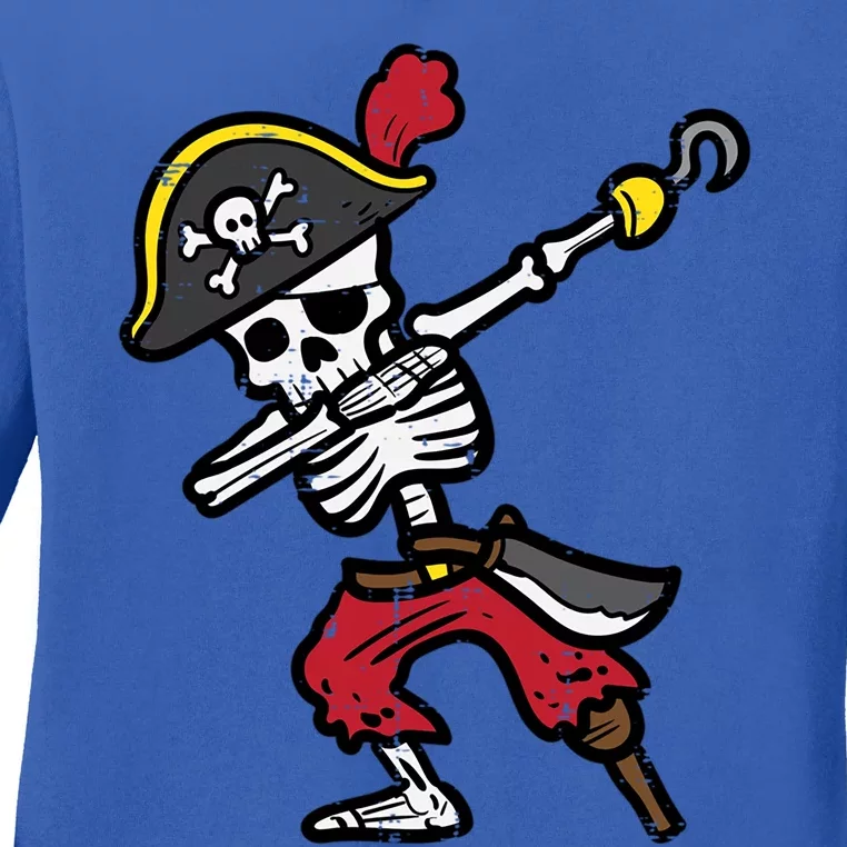 Halloween Skeleton Pirate Dab Costume Cute Gift Ladies Long Sleeve Shirt