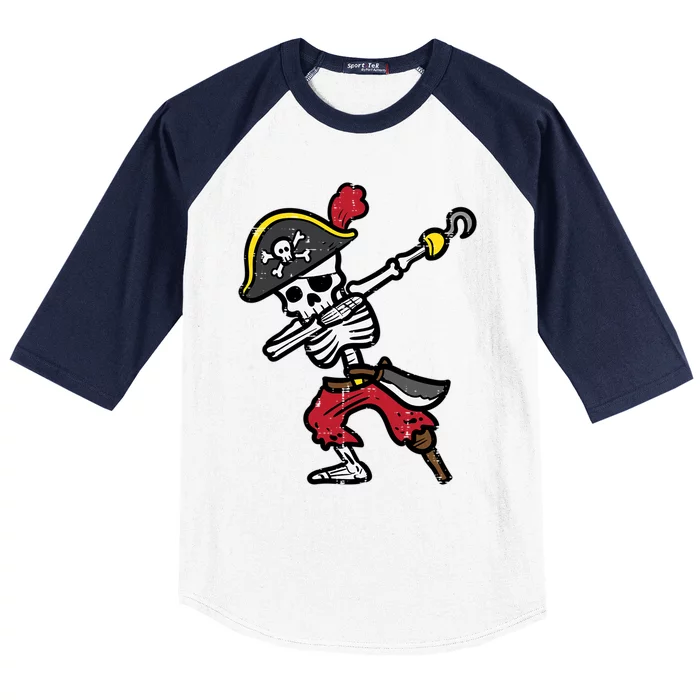 Halloween Skeleton Pirate Dab Costume Cute Gift Baseball Sleeve Shirt