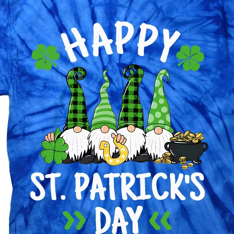 Happy St Patricks Day Gnomes Lucky Gnome Shamrock Tie-Dye T-Shirt