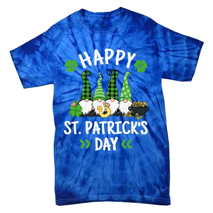 Happy St Patricks Day Gnomes Lucky Gnome Shamrock Tie-Dye T-Shirt