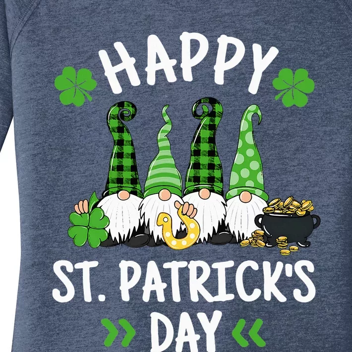 Happy St Patricks Day Gnomes Lucky Gnome Shamrock Women's Perfect Tri Tunic Long Sleeve Shirt