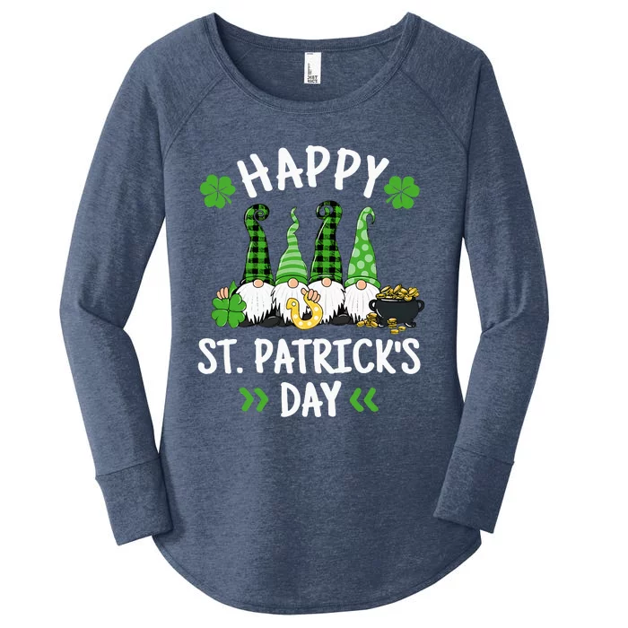 Happy St Patricks Day Gnomes Lucky Gnome Shamrock Women's Perfect Tri Tunic Long Sleeve Shirt