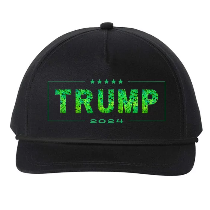 Happy St Patrick's Day Trump 2024 Clover Leaf Snapback Five-Panel Rope Hat