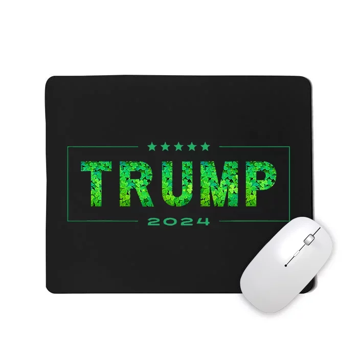 Happy St Patrick's Day Trump 2024 Clover Leaf Mousepad