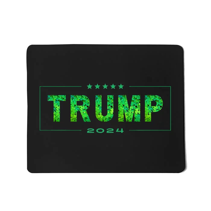 Happy St Patrick's Day Trump 2024 Clover Leaf Mousepad