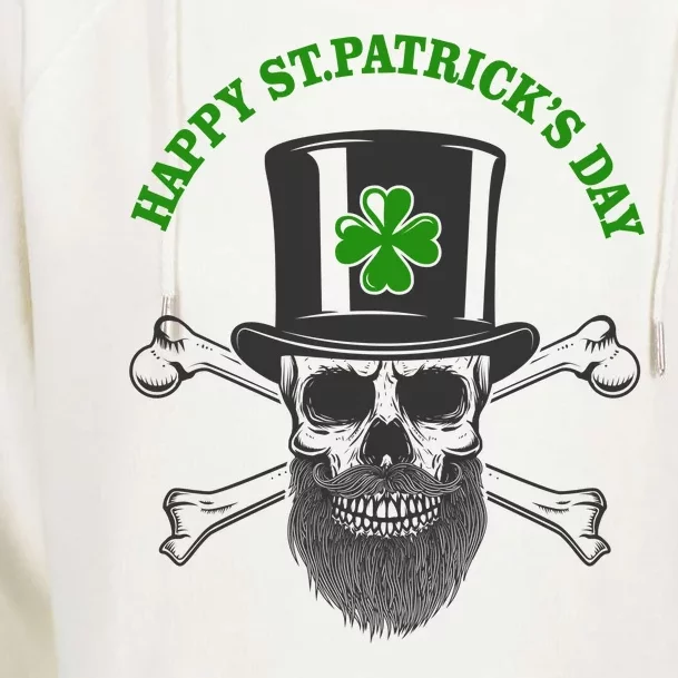 Happy St Patrick's Day Skull Holiday Womens Funnel Neck Pullover Hood