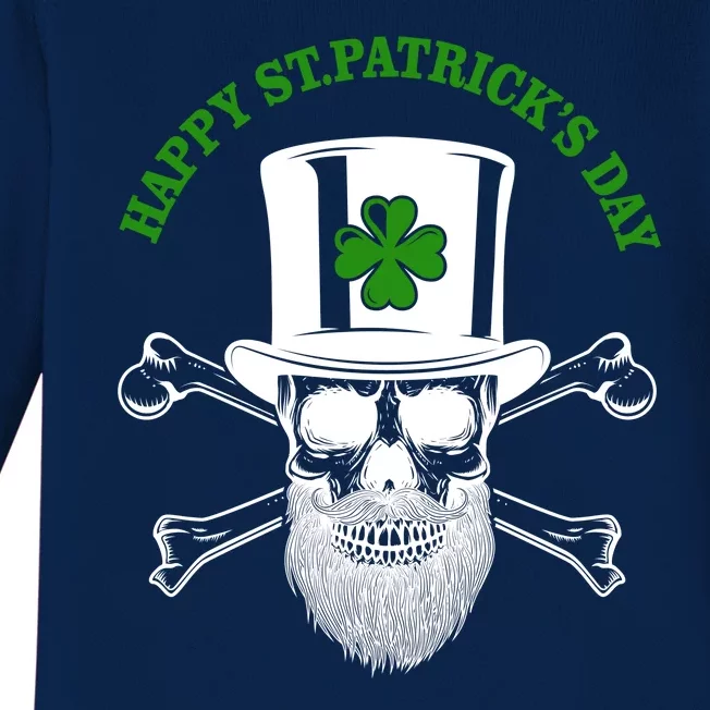 Happy St Patrick's Day Skull Holiday Baby Long Sleeve Bodysuit