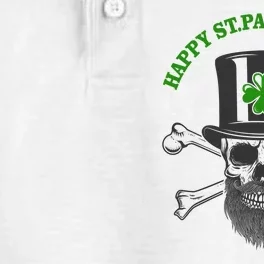 Happy St Patrick's Day Skull Holiday Dry Zone Grid Performance Polo