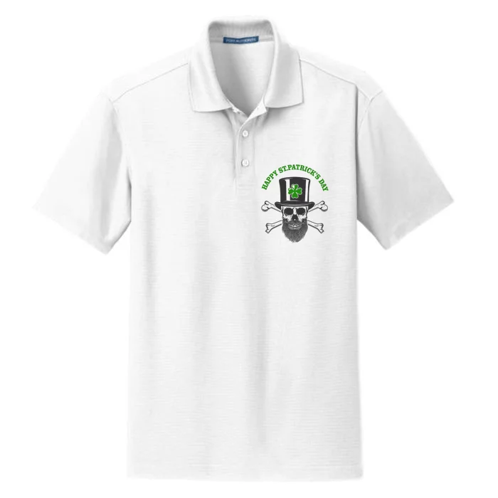 Happy St Patrick's Day Skull Holiday Dry Zone Grid Performance Polo