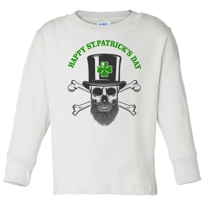 Happy St Patrick's Day Skull Holiday Toddler Long Sleeve Shirt