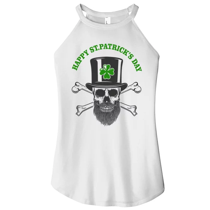 Happy St Patrick's Day Skull Holiday Women’s Perfect Tri Rocker Tank