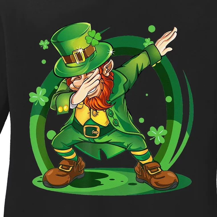 Happy St Patricks Day Dabbing Leprechaun Ladies Long Sleeve Shirt