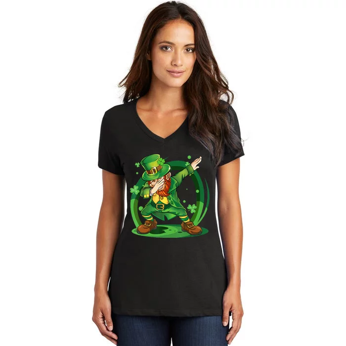 Happy St Patricks Day Dabbing Leprechaun Women's V-Neck T-Shirt