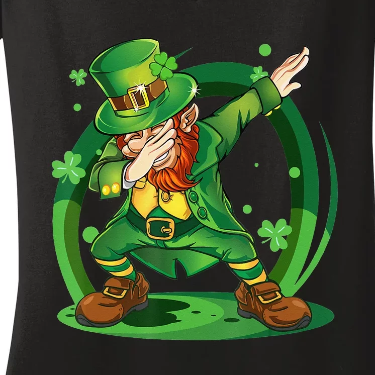 Happy St Patricks Day Dabbing Leprechaun Women's V-Neck T-Shirt