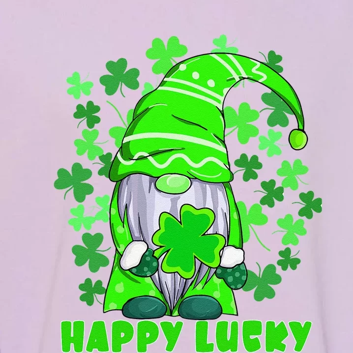 Happy Saint Patrick's Day With Happy Lucky Gnome Andshamrock Garment-Dyed Sweatshirt