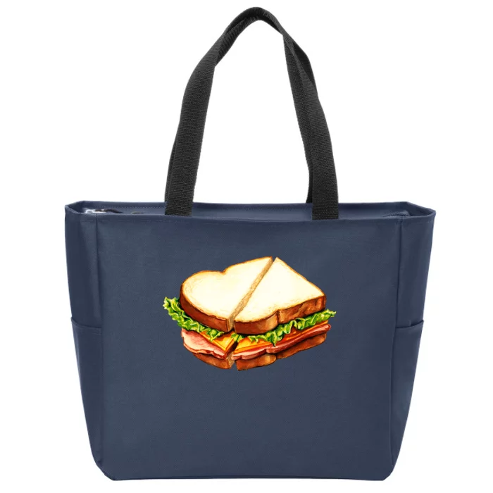 Ham Sandwich Pattern Zip Tote Bag