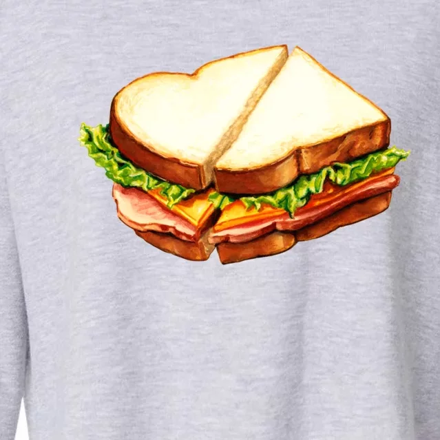 Ham Sandwich Pattern Cropped Pullover Crew