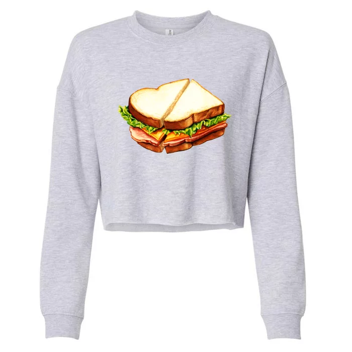 Ham Sandwich Pattern Cropped Pullover Crew