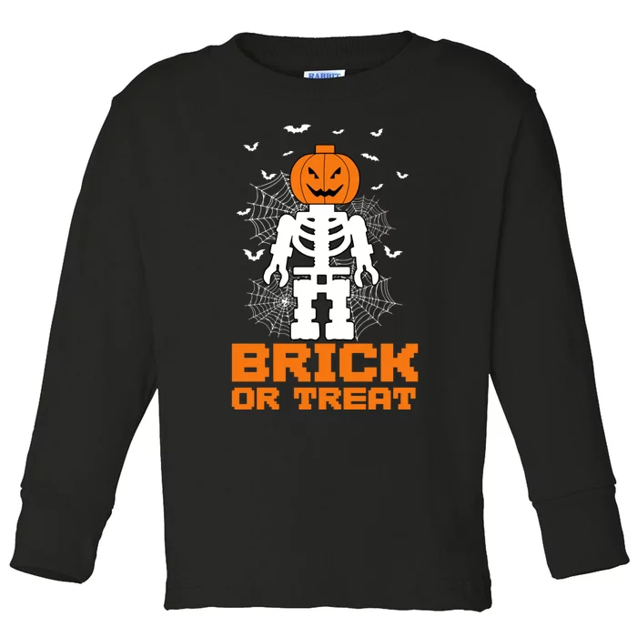 Halloween Skeleton Pumpkin Master Builder Block Building Gifts Toddler Long Sleeve Shirt