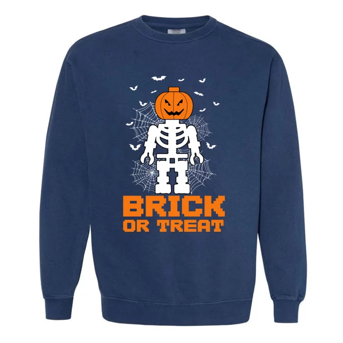 Halloween Skeleton Pumpkin Master Builder Block Building Gifts Garment-Dyed Sweatshirt