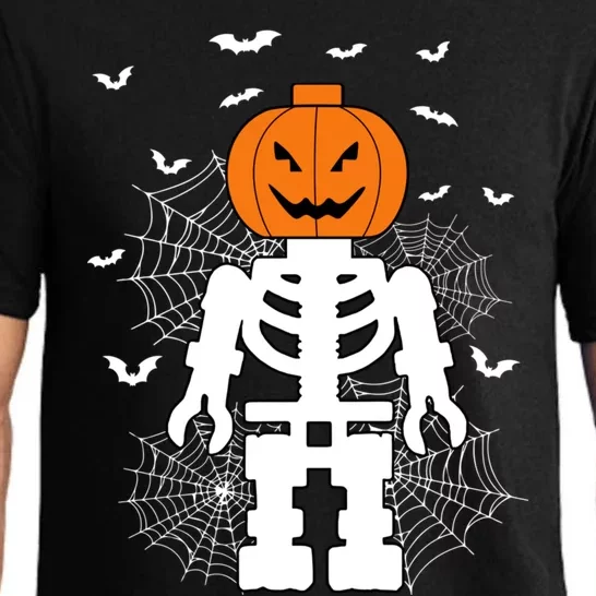 Halloween Skeleton Pumpkin Master Builder Block Building Gifts Pajama Set