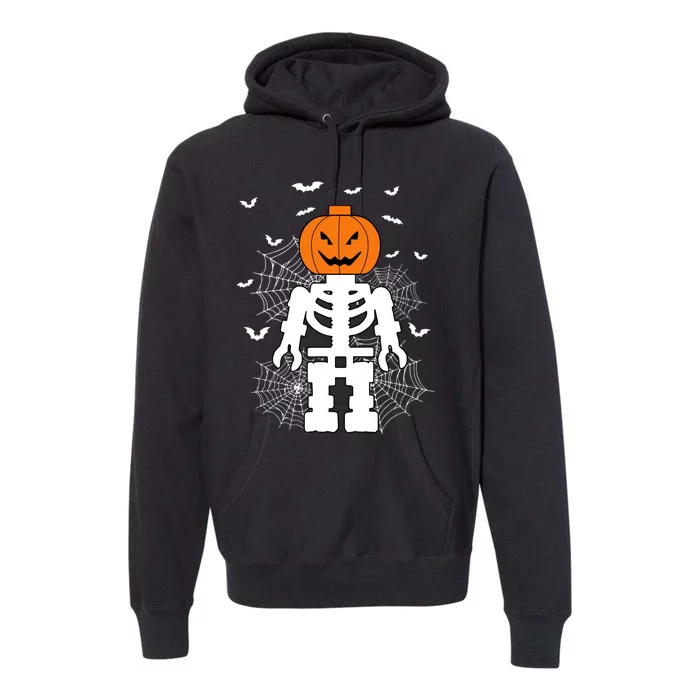 Halloween Skeleton Pumpkin Master Builder Block Building Gifts Premium Hoodie