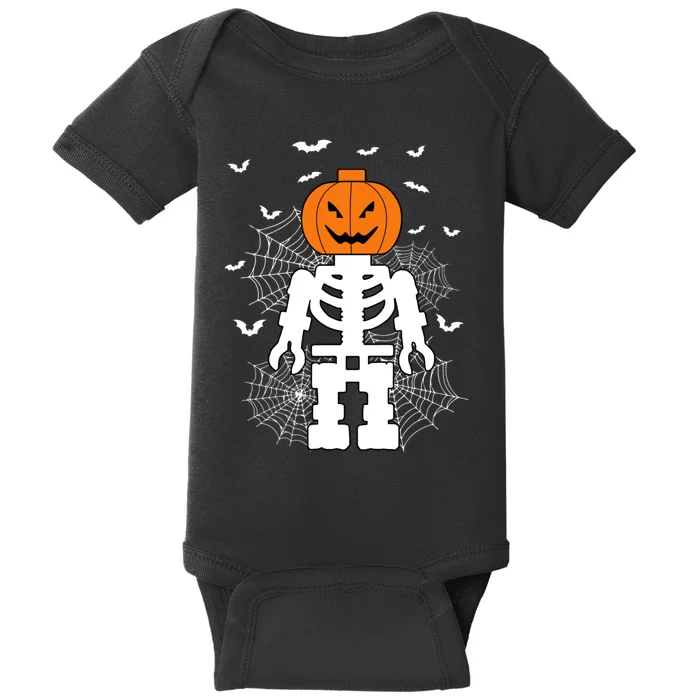 Halloween Skeleton Pumpkin Master Builder Block Building Gifts Baby Bodysuit