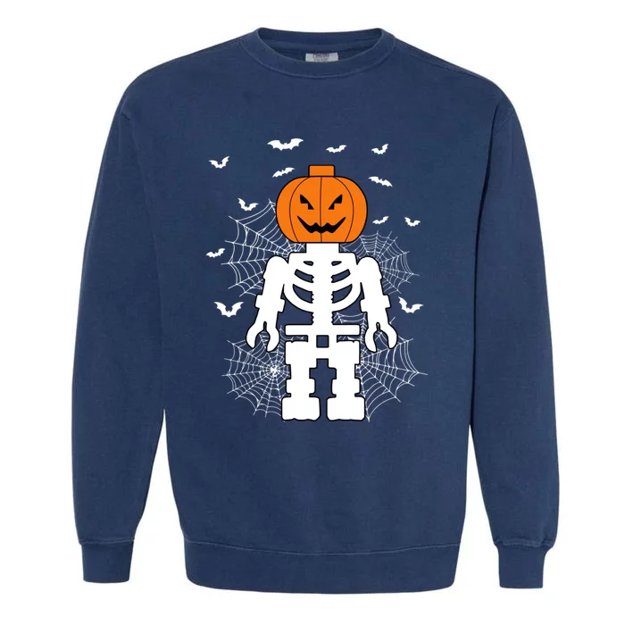 Halloween Skeleton Pumpkin Master Builder Block Building Gifts Garment-Dyed Sweatshirt