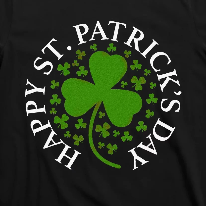 Happy St Patricks Day Leopard Print Rainbow Shamrock Irish T-Shirt