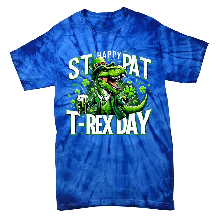 Happy St Pat Trex Day Funny St PatrickS Day Dinosaur T Rex Sweat Tie-Dye T-Shirt