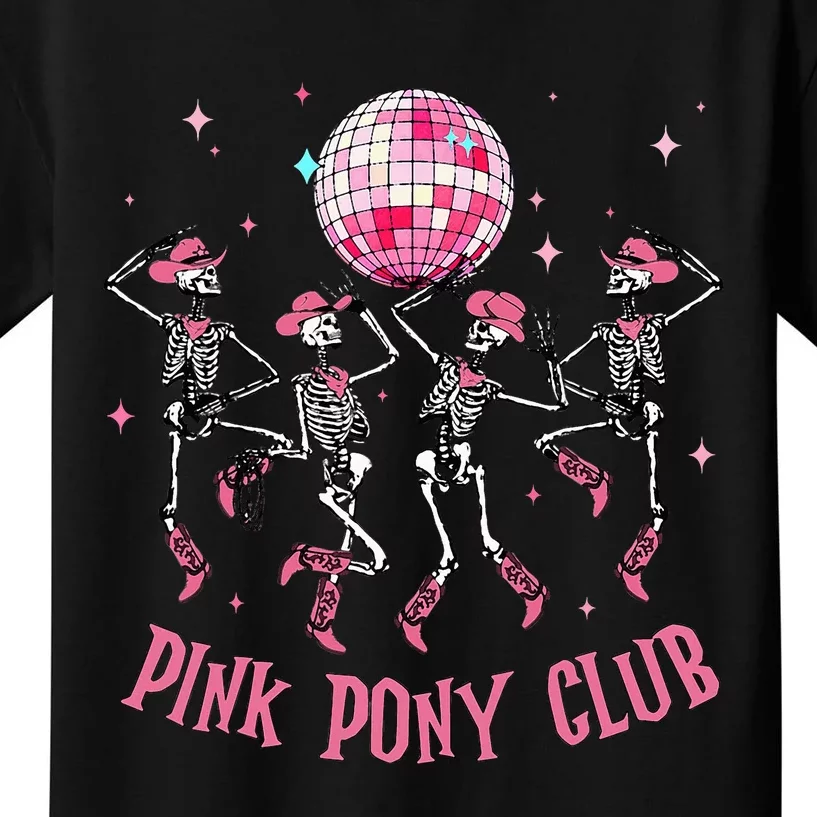 Halloween Skeleton Pony Club Cowgirl Western Birthday Kids T-Shirt