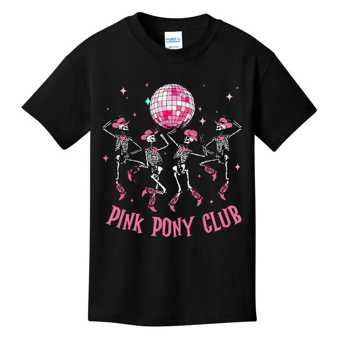 Halloween Skeleton Pony Club Cowgirl Western Birthday Kids T-Shirt