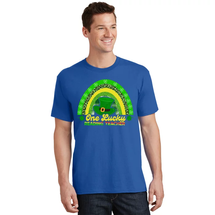 Happy St Patricks Day Cute One Lucky Reading Teacher Rainbow Meaningful Gift T-Shirt