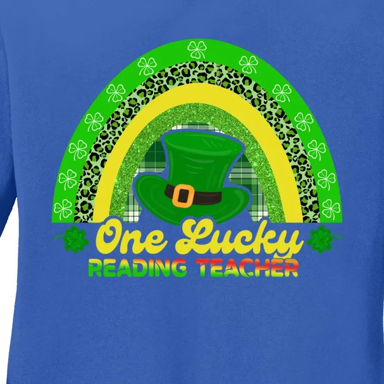 Happy St Patricks Day Cute One Lucky Reading Teacher Rainbow Meaningful Gift Ladies Long Sleeve Shirt