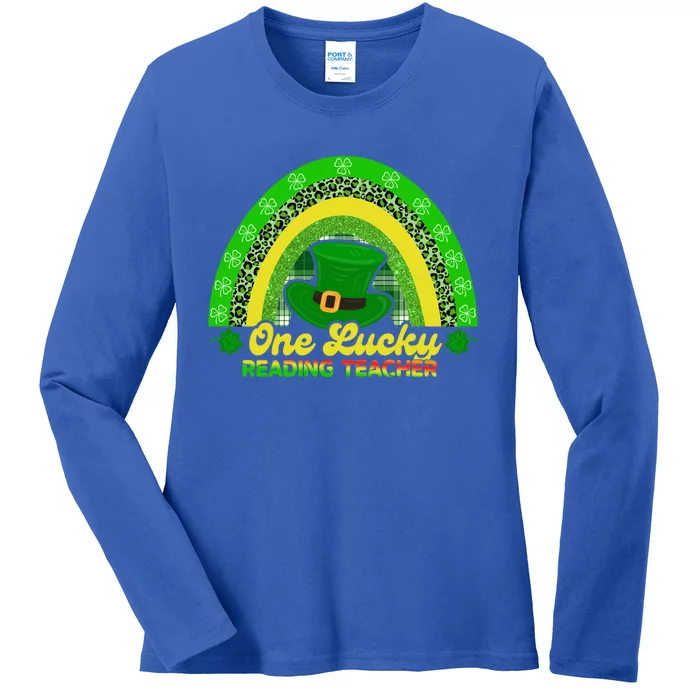 Happy St Patricks Day Cute One Lucky Reading Teacher Rainbow Meaningful Gift Ladies Long Sleeve Shirt