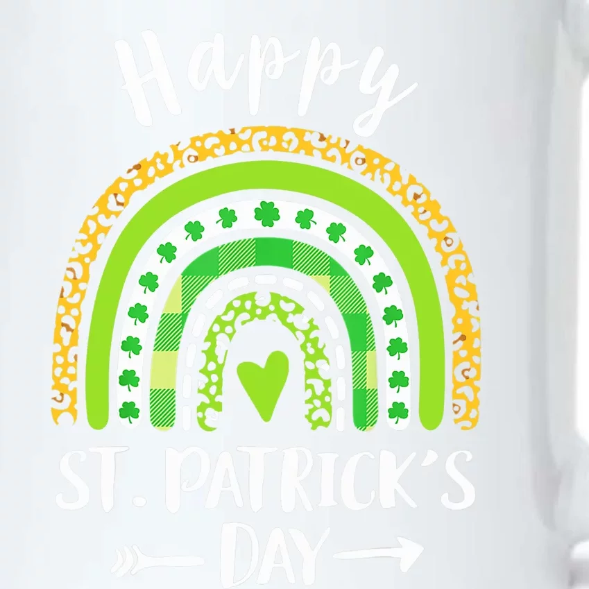 Happy St Patrick's Day Rainbow Leopard Print Shamrock Irish Black Color Changing Mug