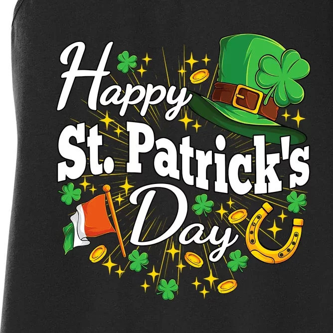 Happy St. Patricks Day Shamrock Irish Saint Patricks Day Women's Racerback Tank