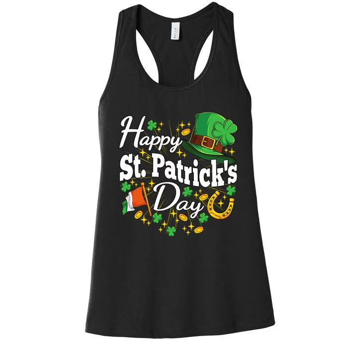 Happy St. Patricks Day Shamrock Irish Saint Patricks Day Women's Racerback Tank