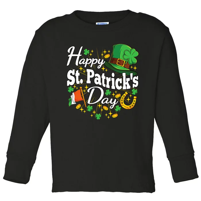 Happy St. Patricks Day Shamrock Irish Saint Patricks Day Toddler Long Sleeve Shirt