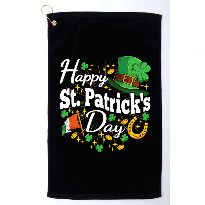 Happy St. Patricks Day Shamrock Irish Saint Patricks Day Platinum Collection Golf Towel