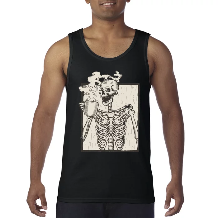 HALLOWEEN SKULL PRINT FLEECE OVERSIZED Tank Top