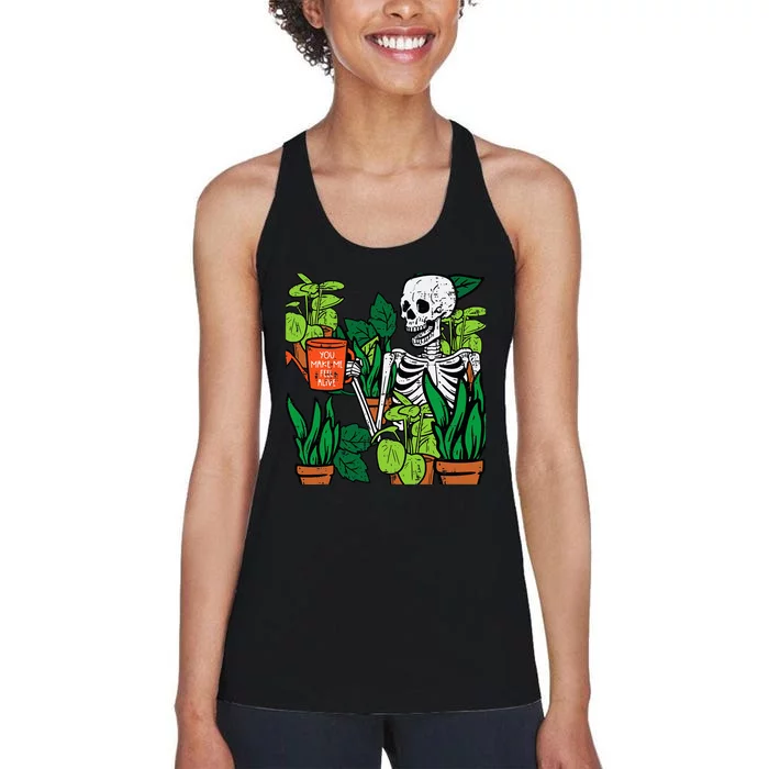 Halloween Skeleton Plants Alive Cute Costume Women's Racerback Tank