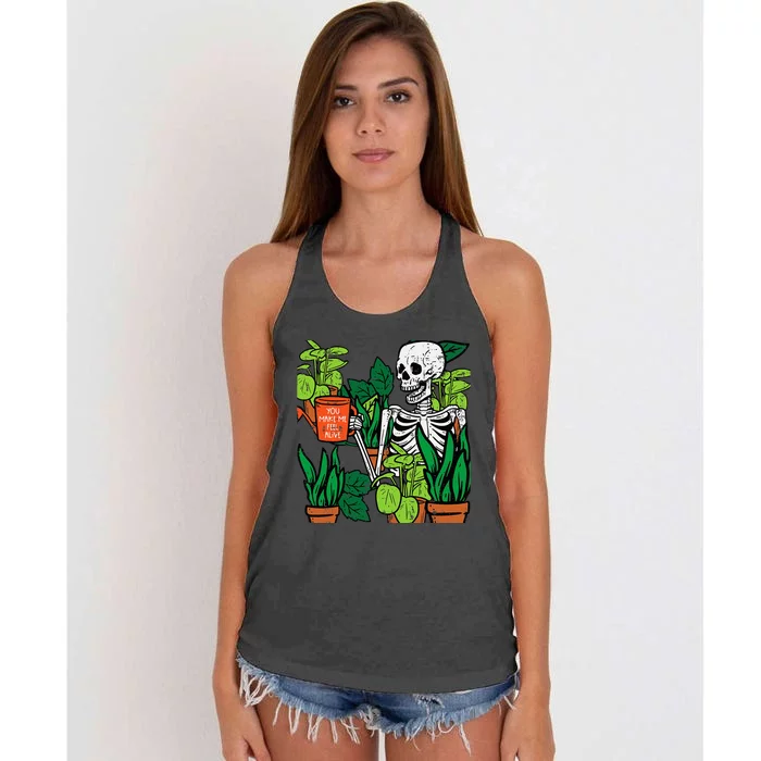 Halloween Skeleton Plants Alive Cute Costume Women's Knotted Racerback Tank