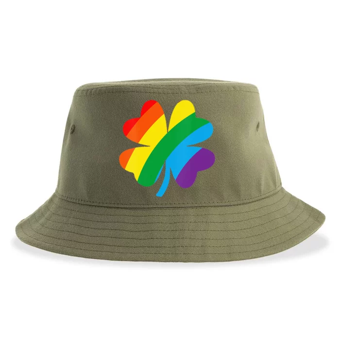 Happy St Patrick's Day Shamrock Rainbow Sustainable Bucket Hat